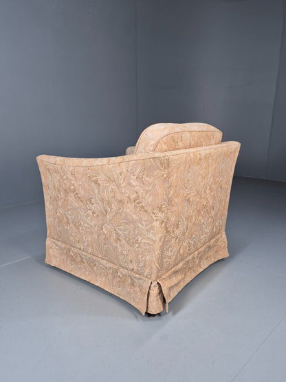 Vintage Danish Lounge Chair Peach Floral Upholstery 1970s Retro EB8974 VCLO - UKDK FURNITURE