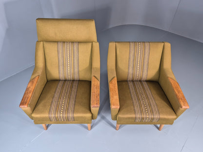 2 1970s Danish Lounge Chairs Green Wool Oak Details Retro Quality EB11408 MNOR7