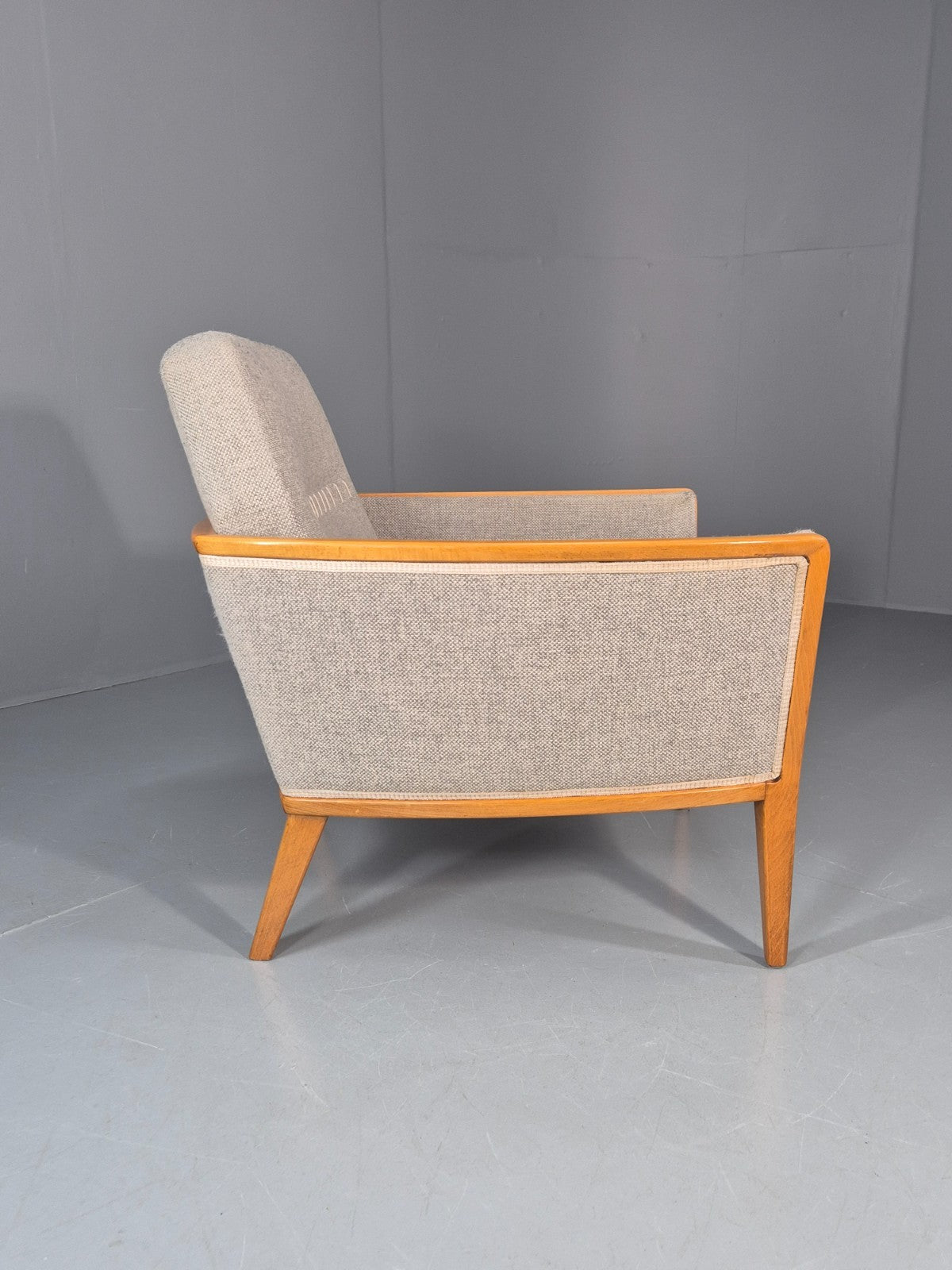 Vintage MIdcentury Lounge Chair 1950s Sweden Retro Grey Wool Beech EB11095 MNOR8