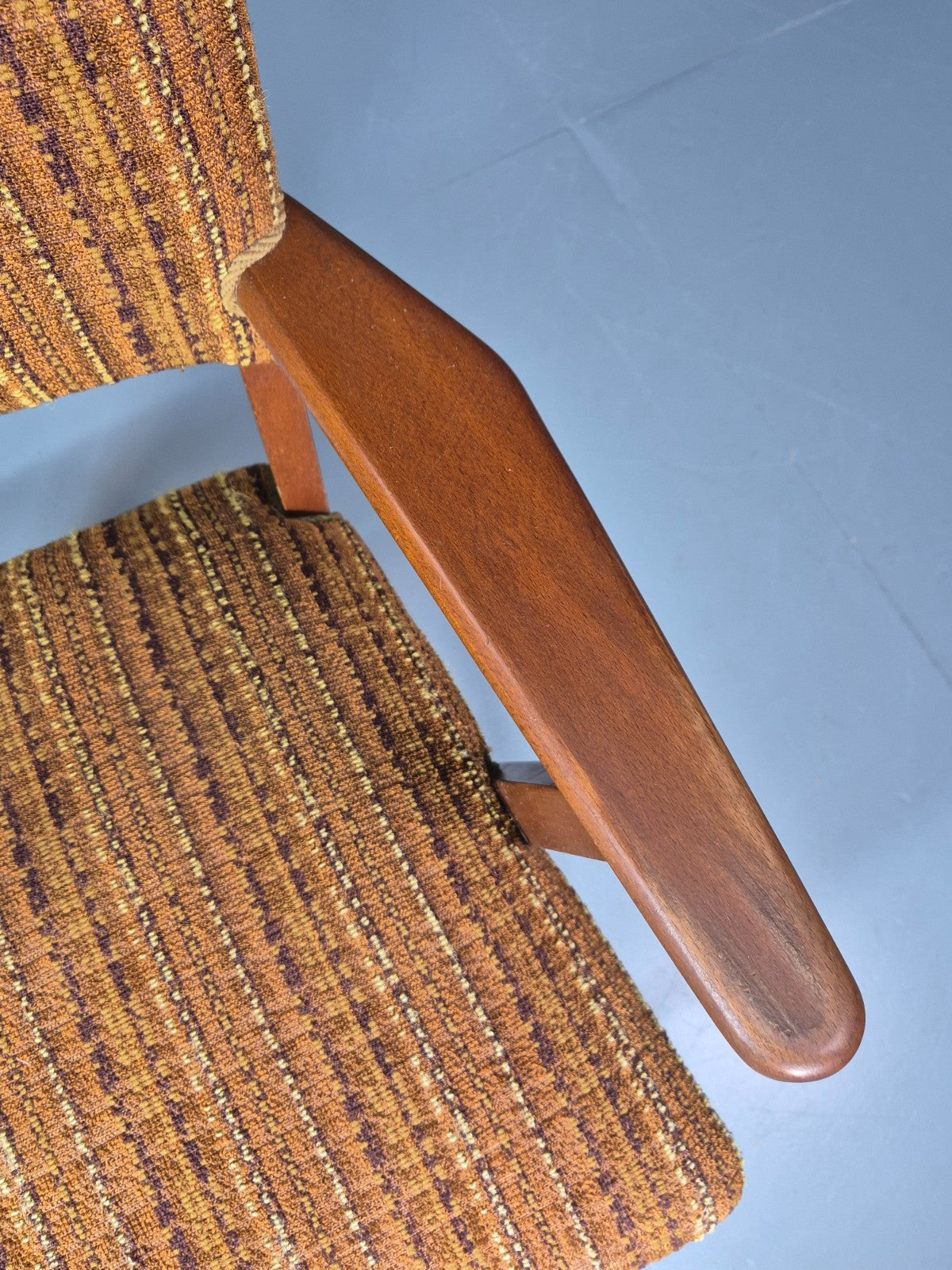 1960s Danish Teak Desk Chair Orange Wool Retro Mid Century  EB10779 MNOR3