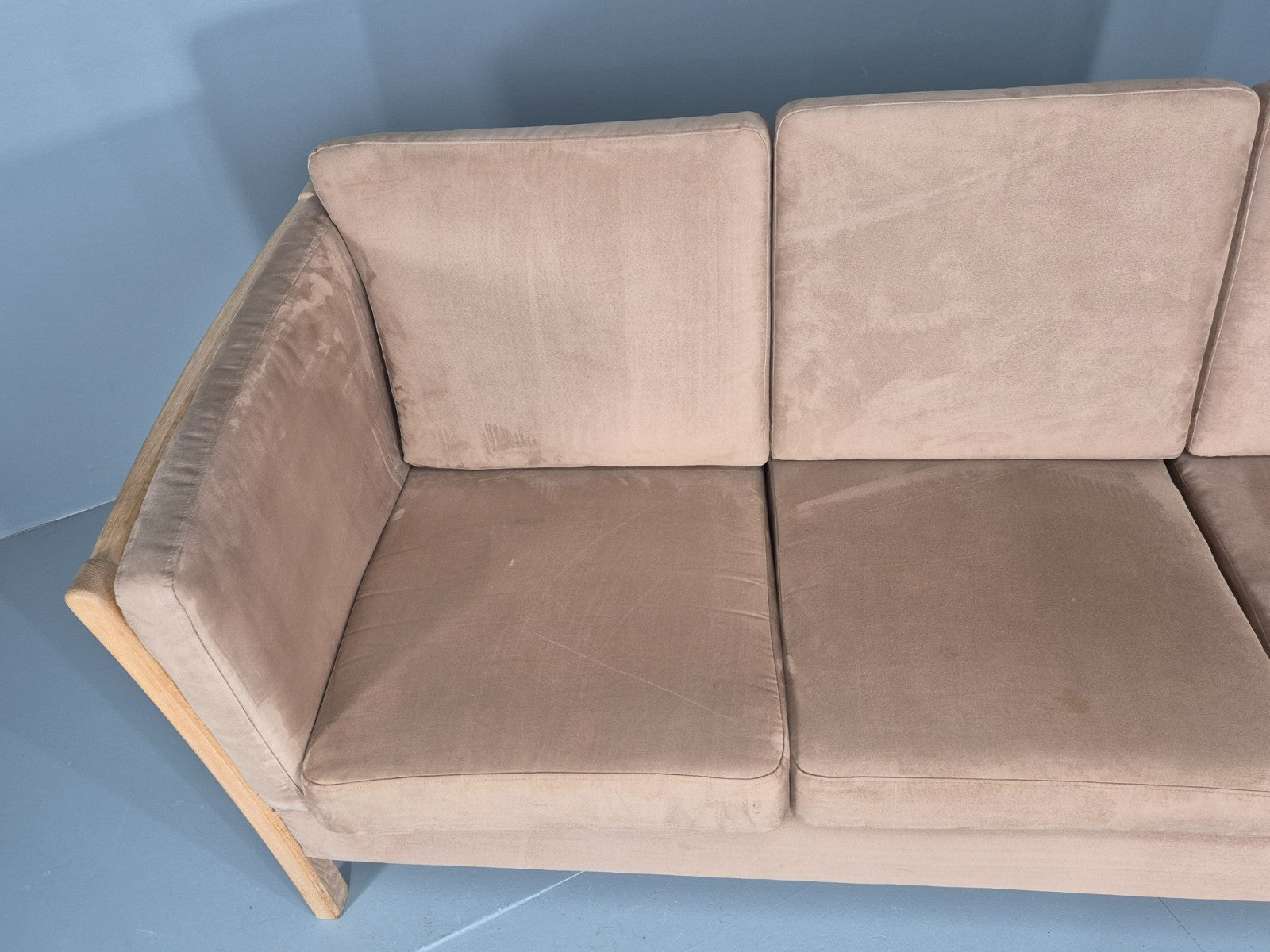 Vintage 3 Seat Sofa Danish Design Faux Suede Upholstery 1980s Retro EB10539 M3SS7