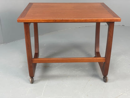 Vintage Teak Side Table On Castors 1970s Mid Century Modern EB10678 MWOO12