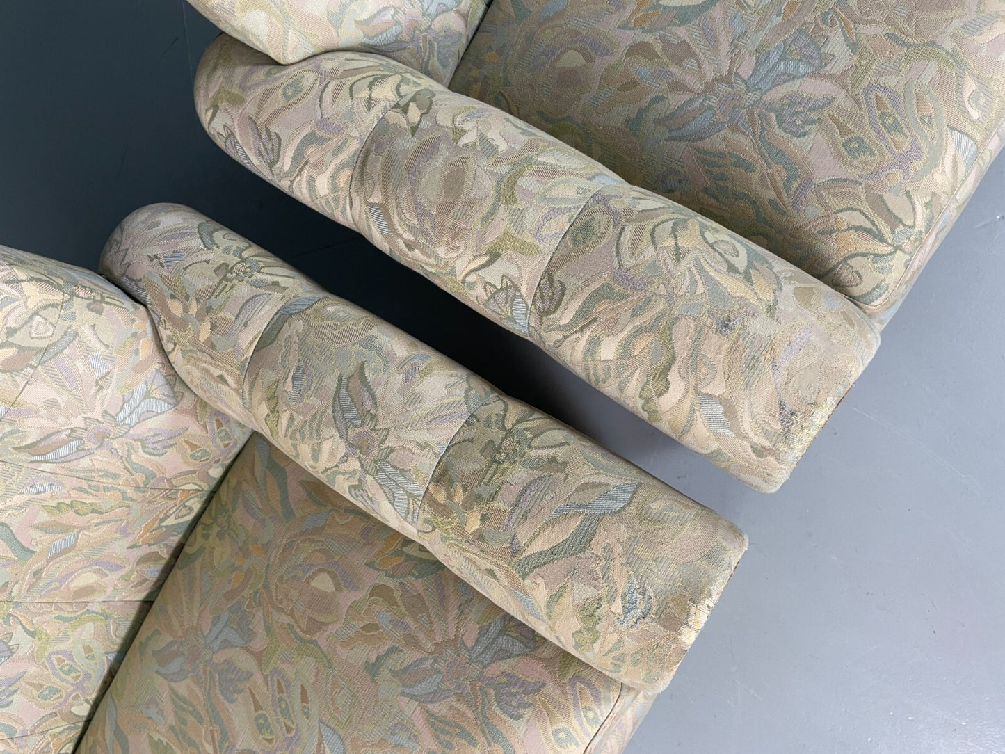 2 Danish Lounge Chairs Kjaernulf Oak Floral Cotton Vintage Retro EB6749 MNOR4