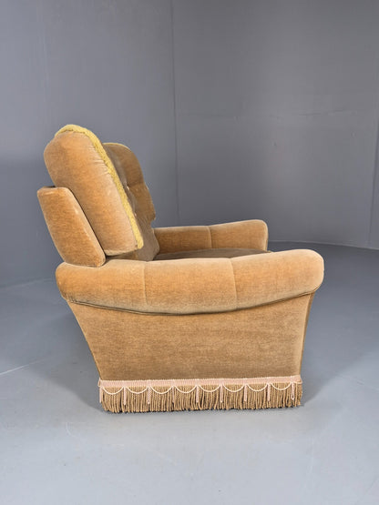 Vintage Gold Velour Danish Lounge Chair Chintzy Kitsch 1970s Retro EB9784 MNOR - UKDK FURNITURE