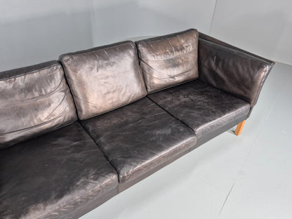 Vintage 3 Seat Sofa Danish Black Leather Vemb MCM Retro 1980s  EB10478 M3SS3