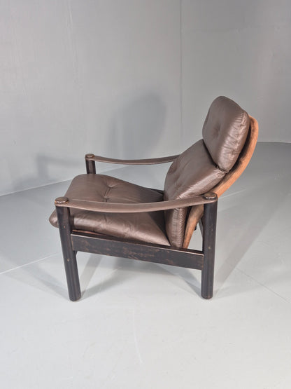Vintage Leather Lounge Chair Gehl and Nissen Jeki Mid Century Retro EB11480 MNOR11