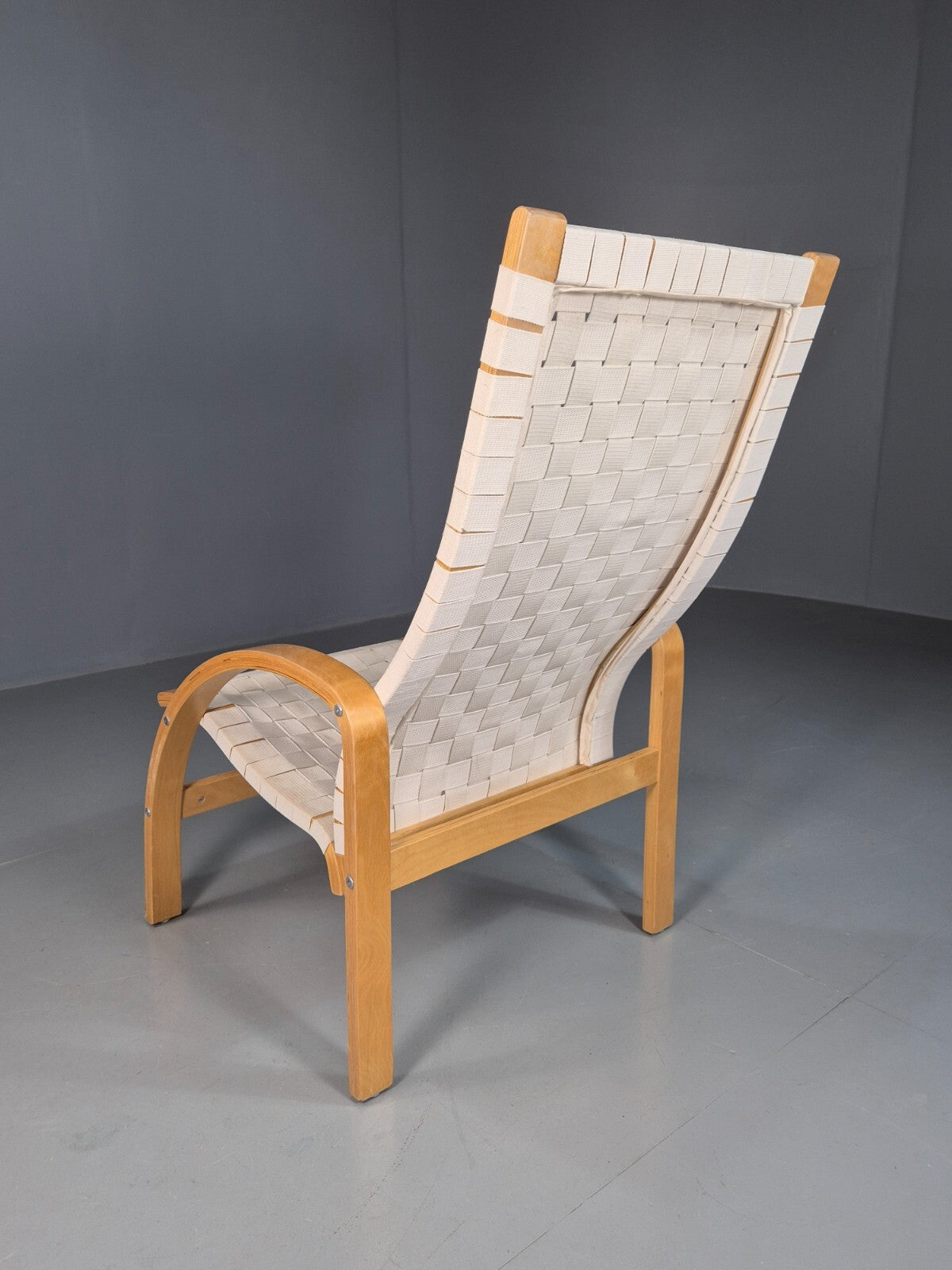 Vintage Danish Lounge Chair Canvas Bentwood Aalto Style 1980s Retro EB8240 MBEN2