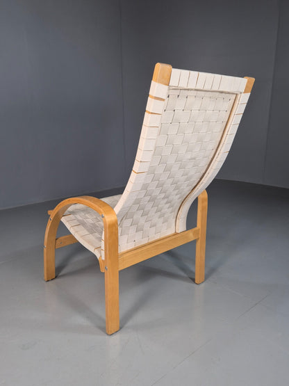 Vintage Danish Lounge Chair Canvas Bentwood Aalto Style 1980s Retro EB8240 MBEN2