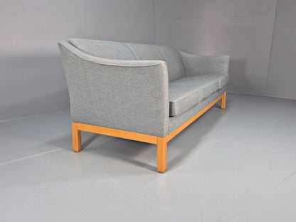 Mid Century Three Seater Sofa Blue wool Oak Base 1980s Retro  EB10398 M3SS9