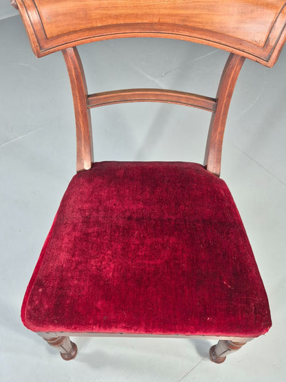 Antique William IV Mahogany Dining Chair Red Velvet Upholstery 1830 EB11224 VDIN14