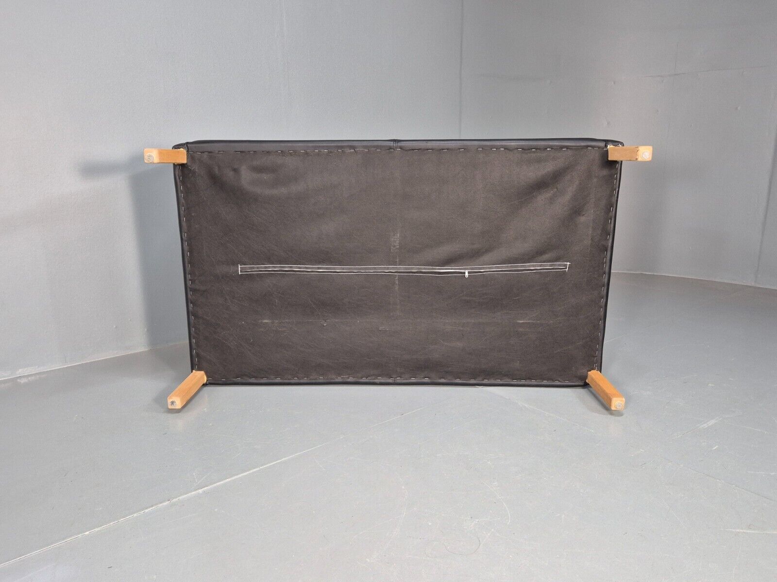 Vintage Danish 2 Seat Sofa Black Leather 1980s Retro MCM EB8536 M2SS - UKDK FURNITURE