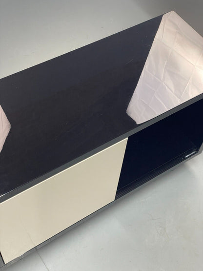 Modern Gloss Black Media Unit With Metal Legs Contemporary Storage EB8661 MWOO - UKDK FURNITURE