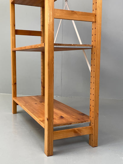 Pine Open Shelving Unit Adjustable Retro Scandi Solid EB11784 MWOO10
