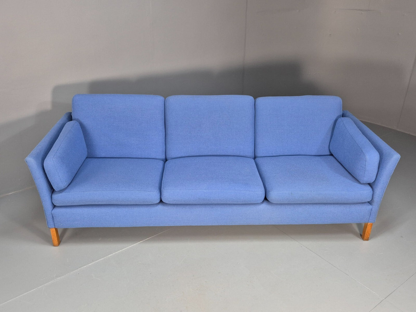 Vintage Danish 1980s Blue Wool 3 seat Sofa Mid Century Modern Retro EB9569 M3SS - UKDK FURNITURE