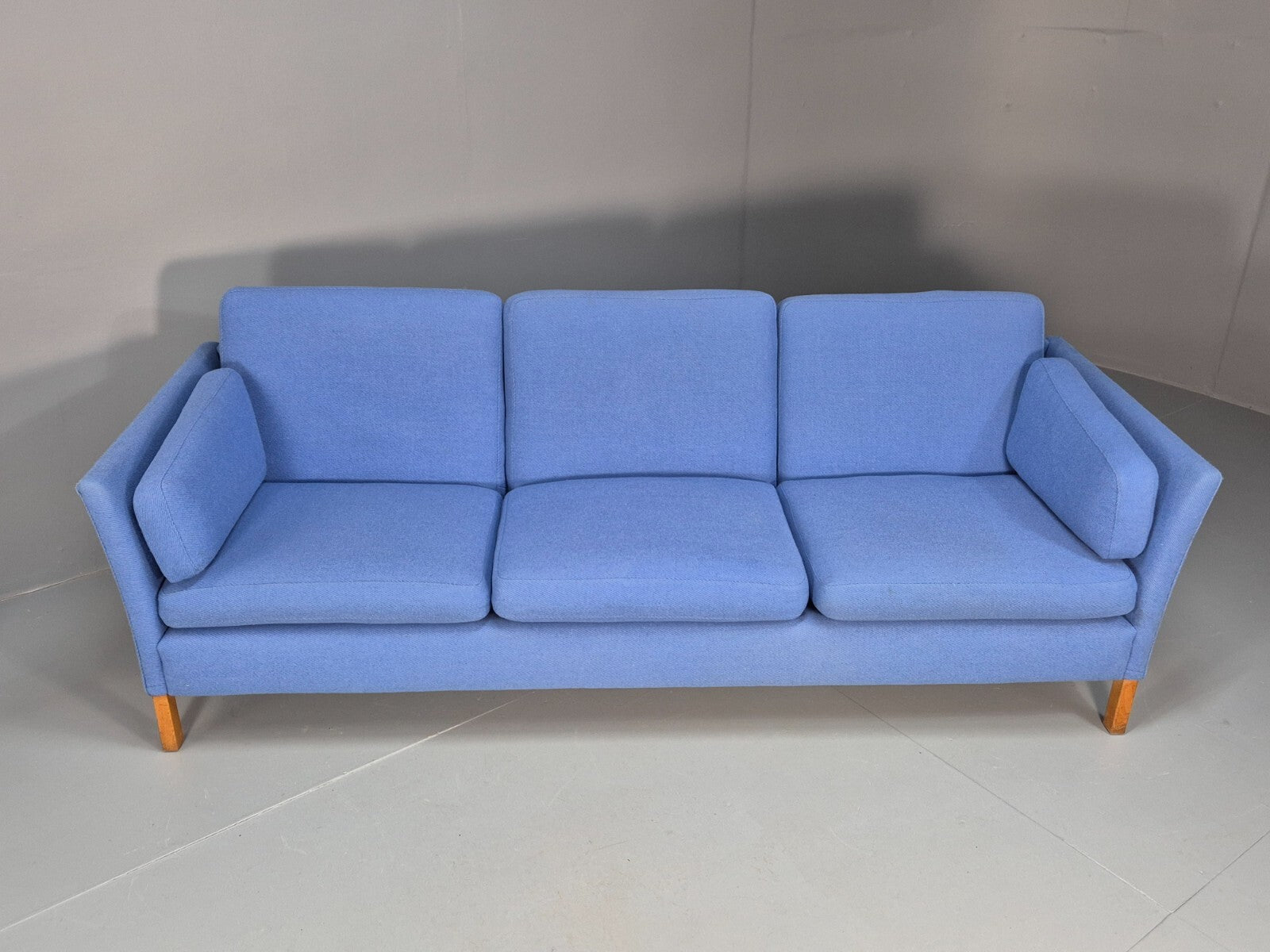 Vintage Danish 1980s Blue Wool 3 seat Sofa Mid Century Modern Retro EB9569 M3SS - UKDK FURNITURE