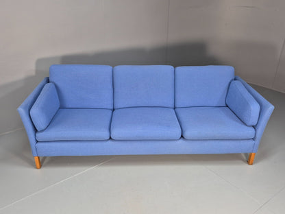 Vintage Danish 1980s Blue Wool 3 seat Sofa Mid Century Modern Retro EB9569 M3SS - UKDK FURNITURE