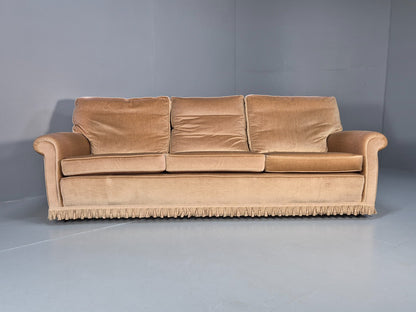 1970s Gold Velour Luxury Three Seater Settee tassels Retro   EB10632 V3SS6