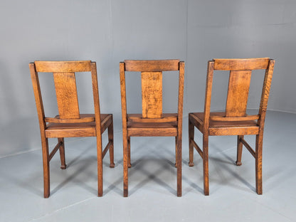 3 Arts and Crafts Heals style Oak Dining Chairs 1920s EB10695 VDIN11