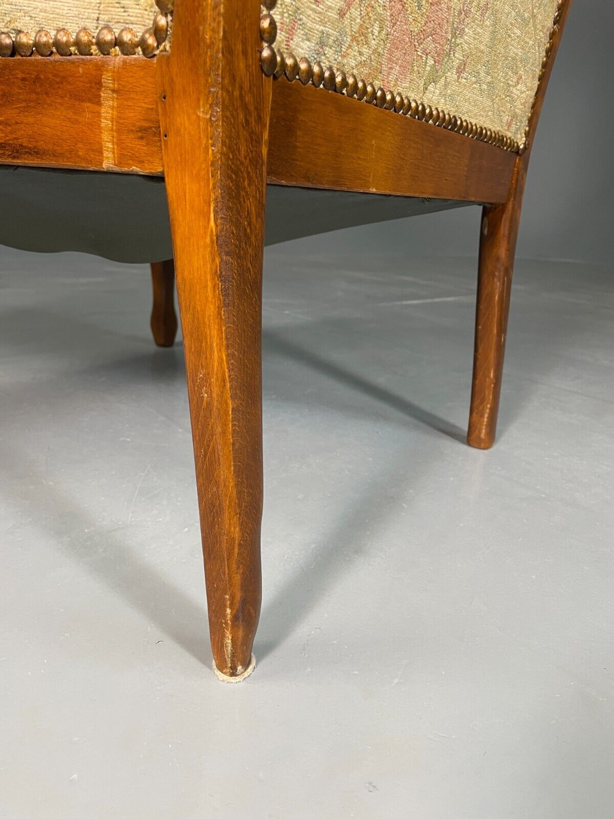 EB6426 Vintage Danish Wing Back Lounge Chair Haedwood Frame Floral Antique VCLO - UKDK FURNITURE