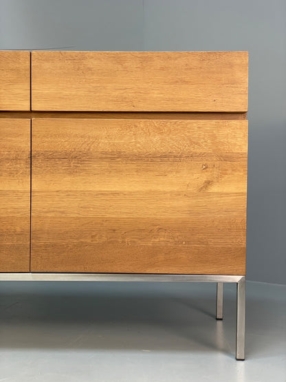 Modern Solid Oak Sideboard Ligna By Ethnicraft Steel Base EB9836 MWOO - UKDK FURNITURE