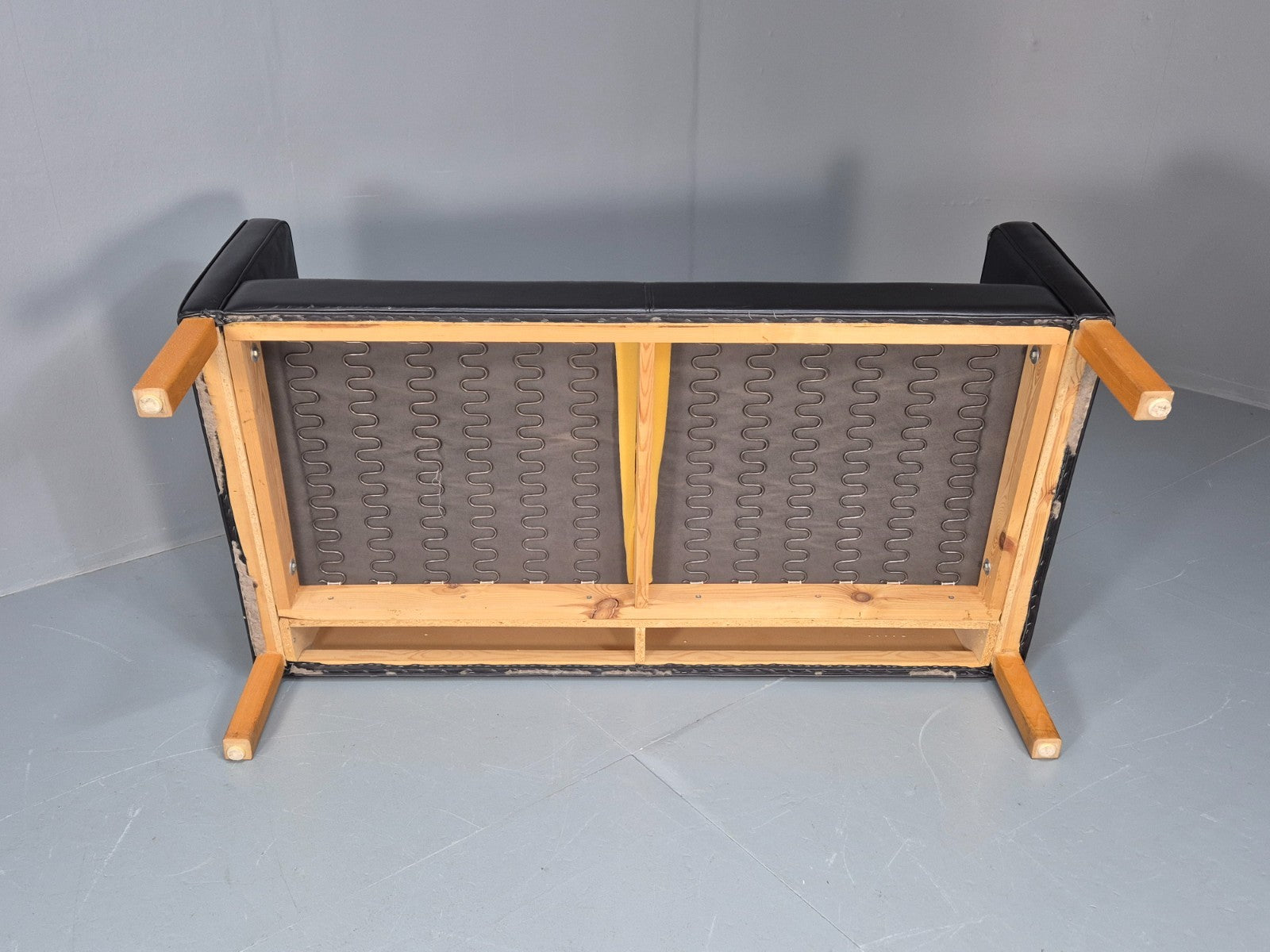 Two Seat Sofa Vintage Danish Black Leather 1970s Retro Mid Century  EB10122 M2SS9