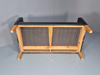 Two Seat Sofa Vintage Danish Black Leather 1970s Retro Mid Century  EB10122 M2SS9