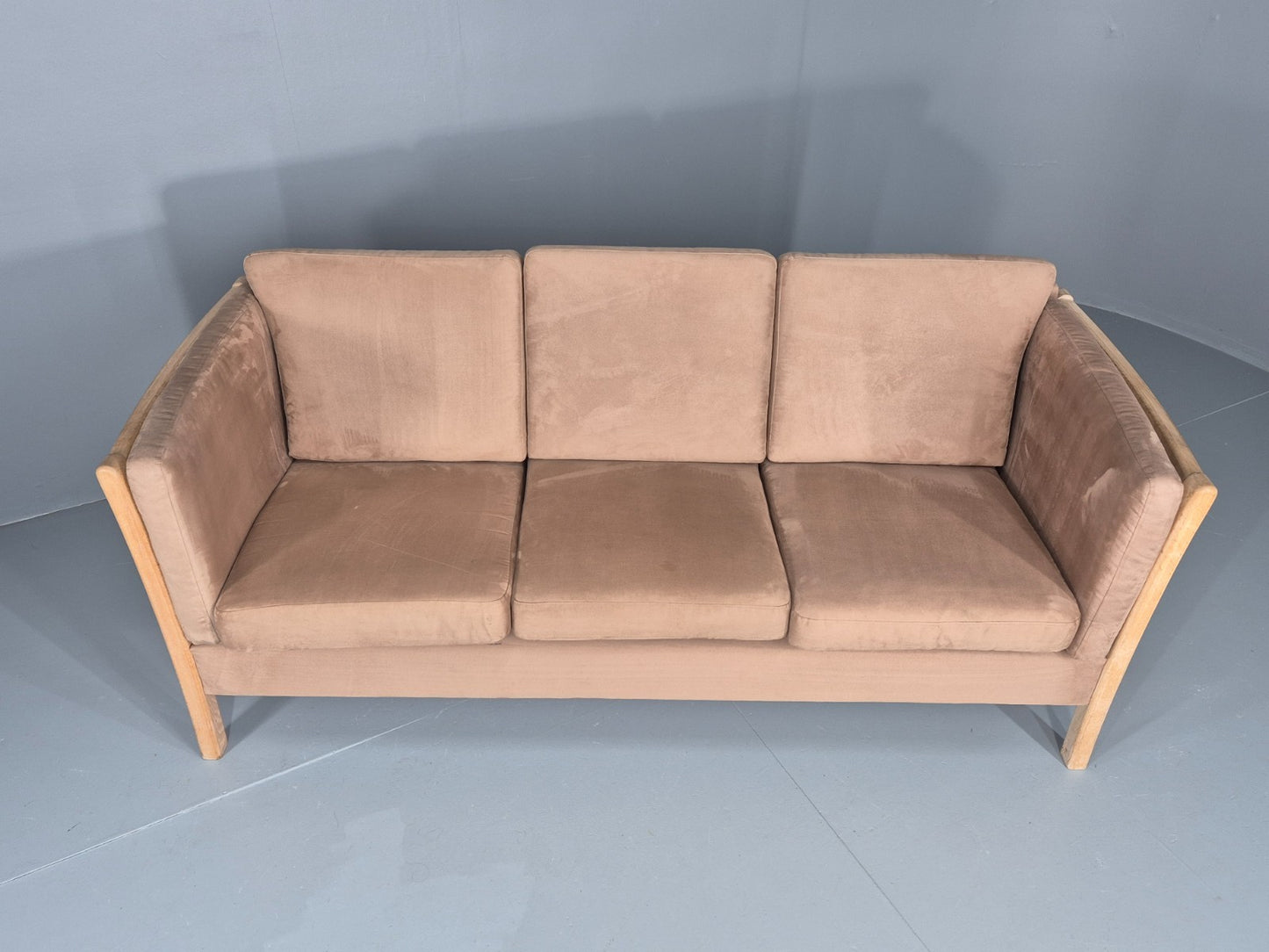 Vintage 3 Seat Sofa Danish Design Faux Suede Upholstery 1980s Retro EB10539 M3SS4