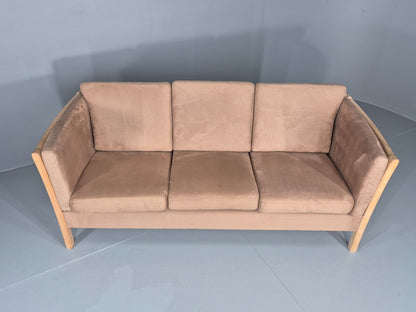 Vintage 3 Seat Sofa Danish Design Faux Suede Upholstery 1980s Retro EB10539 M3SS4