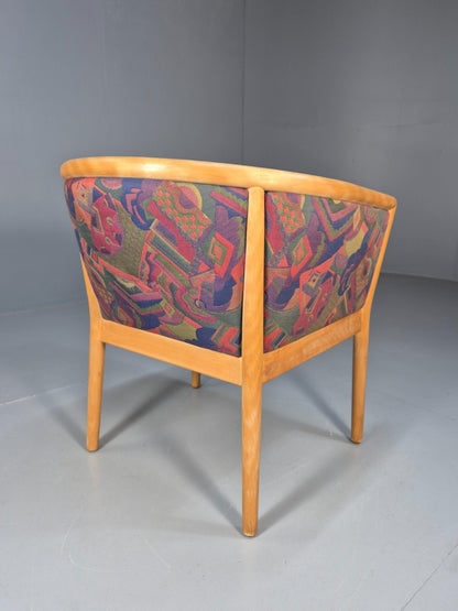 Vintage Danish Tub Chair 1980s Upholstery Beech Frame Retro MCM EB9289 MNOR - UKDK FURNITURE
