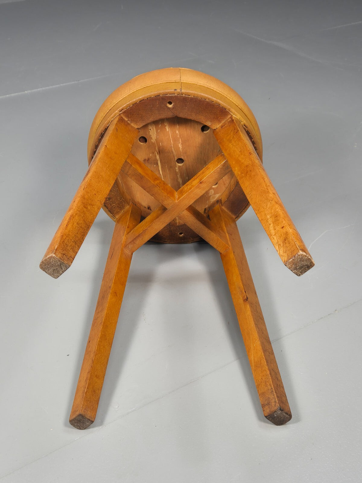 Vintage Mustard Vinyl Stool 1950s Mid Century EB9493 MFOO - UKDK FURNITURE