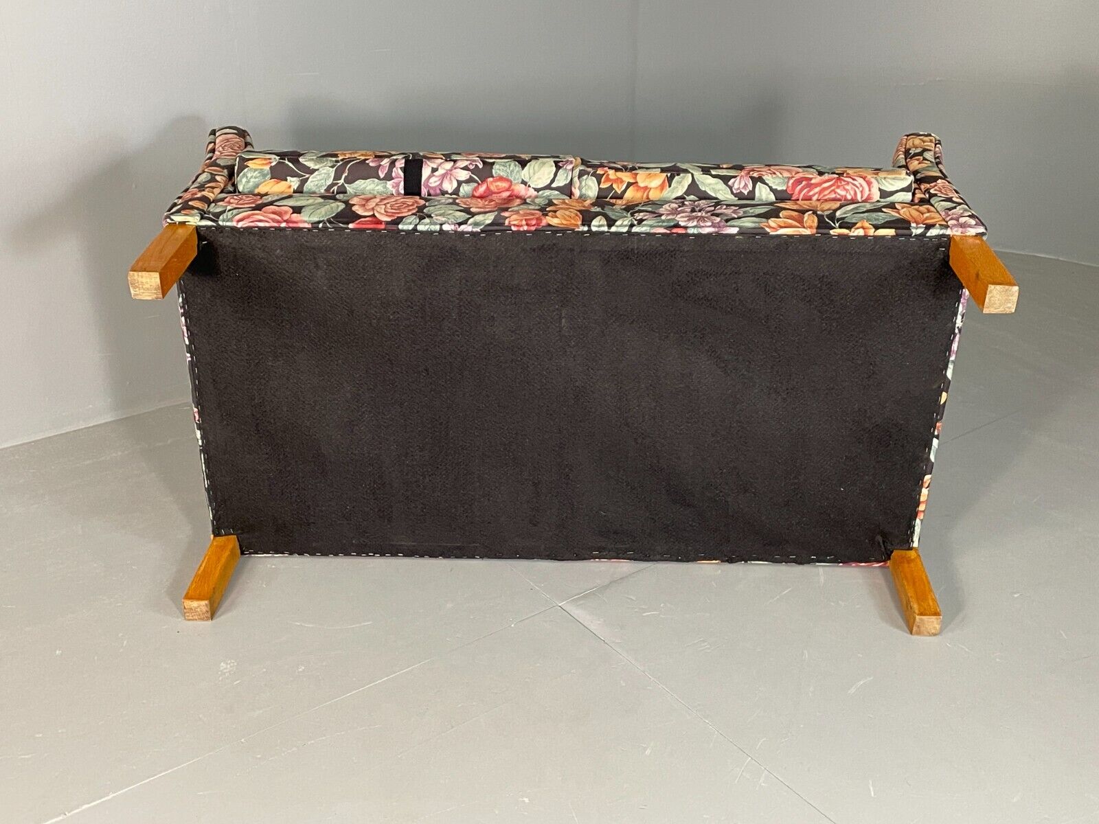 Vintage Danish 2 Seat Sofa Floral Print Oak 1970s Retro Mid Century EB6679 M2SS - UKDK FURNITURE