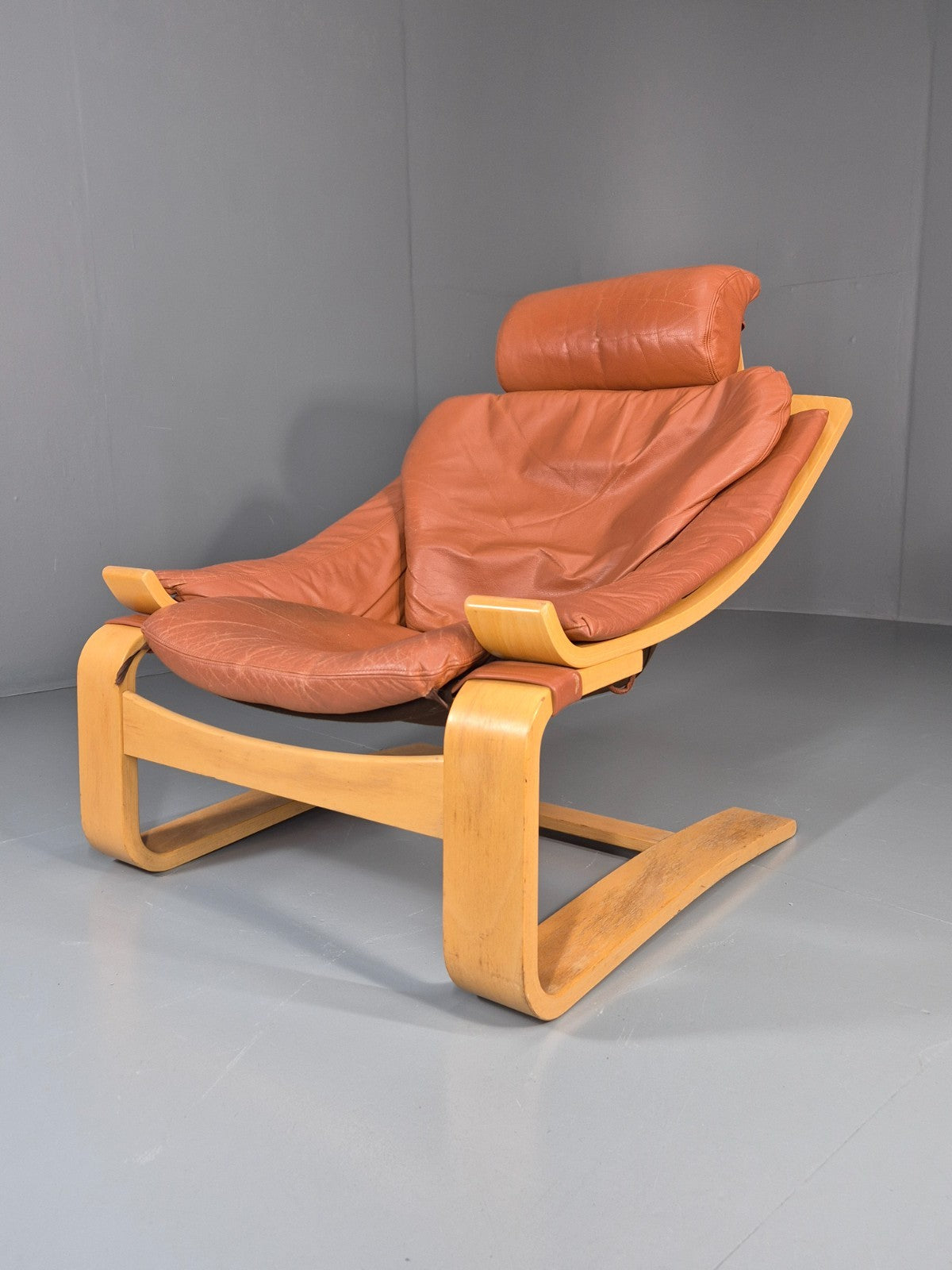 Vintage Leather Lounge Chair Mid Century Kroken Aki Fribyter Retro EB11309 MBEN2