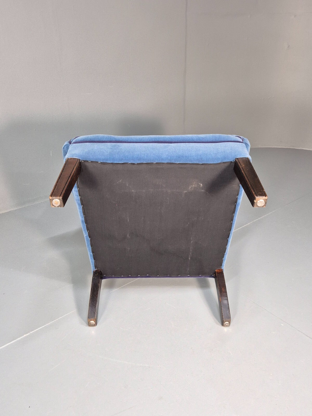 Vintage Wingback Lounge Chair Blue Velvet Antique Style EB9693 VNOR7