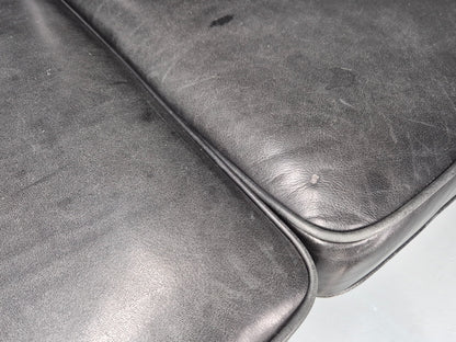 Vintage 3 Seat Sofa Black Leather Danish Hurup Mid Century Retro EB10475 M3SS7