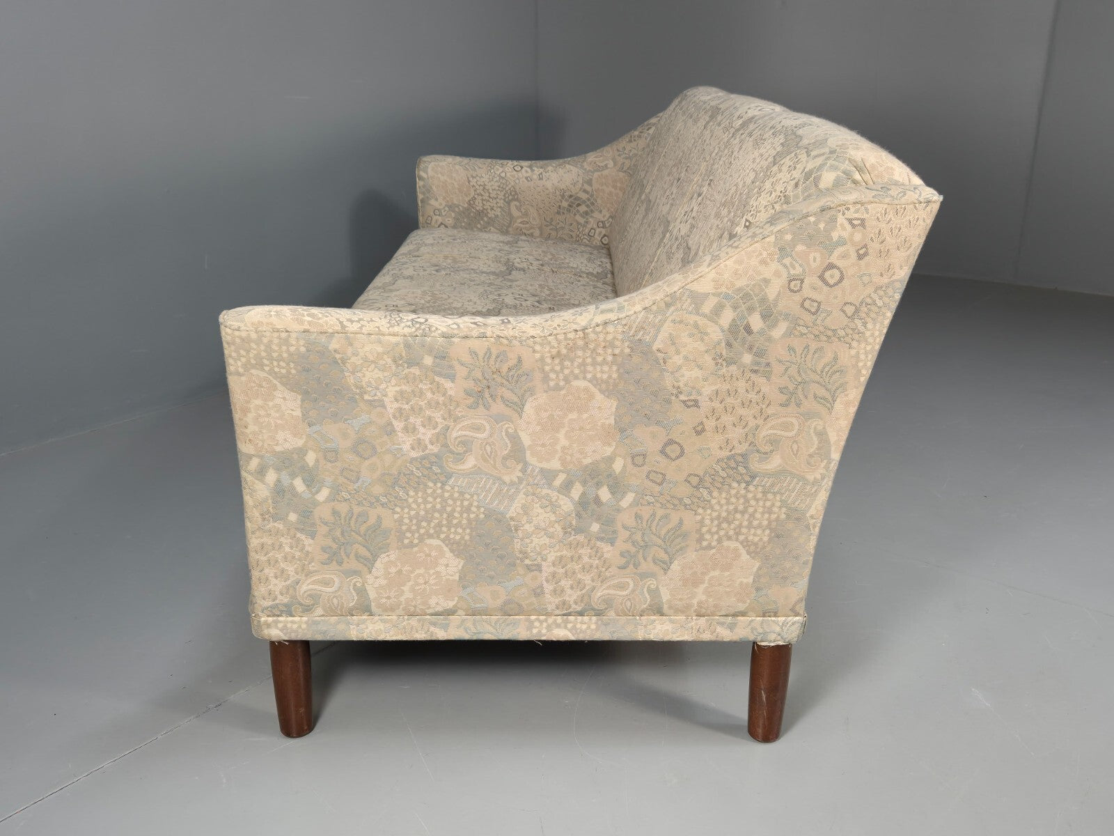 Vintage Danish Floral Upholstered 3 Seat Classic Mid Century Sofa EB9583 M3SS - UKDK FURNITURE