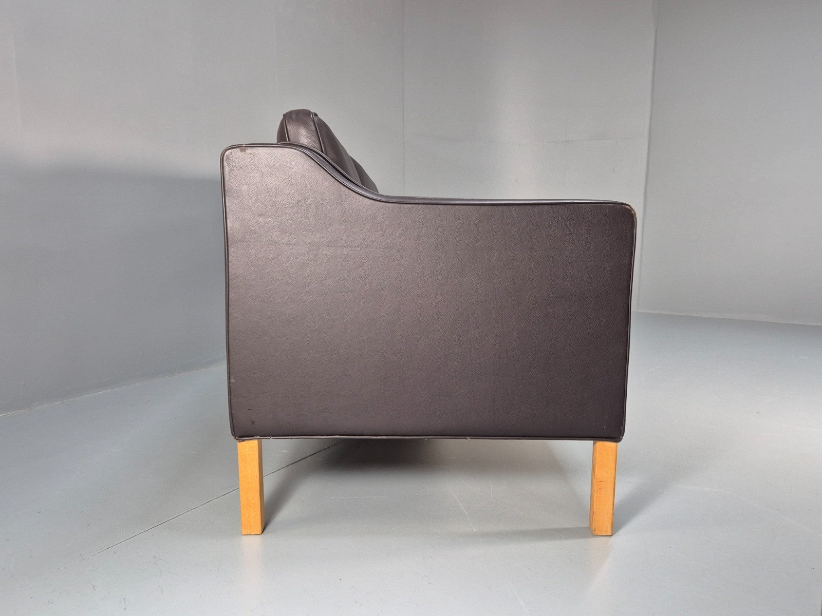 Vintage Danish 3 Seat Sofa Dark Brown Leather 1970s Retro MCM EB10071 M3SS11