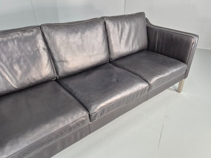 Vintage 3 Seat Sofa Danish Black Leather Mid Century Retro 1980s EB10463 M3SS2