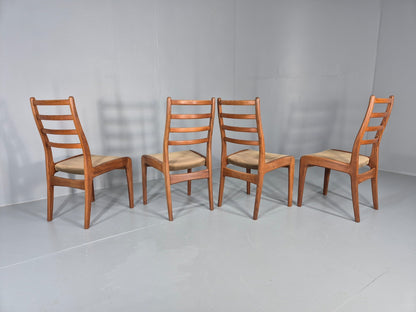 4 Vintage G Plan Dining Chairs Teak Ladder Back Frames Green Retro EB11836 MDIN10