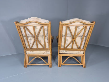 2 Vintage Rattan Conservatory Chairs 1990s Retro EB11286 VBER11