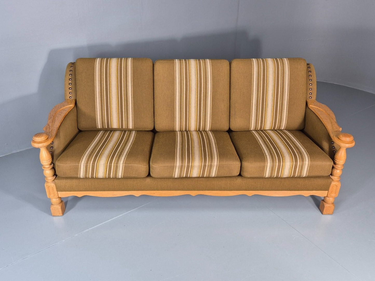 Vintage Danish Three Seater Settee Kjaernulf Style Oak Frame EB11313 M3SS3