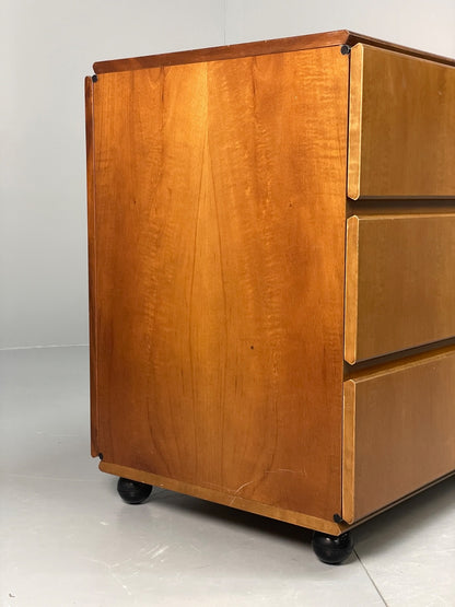 Vintage 1980s Cherry Desk Three Drawers Ball Feet Post Modern EB11058 MWOO8