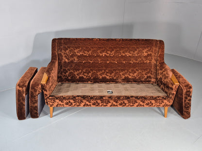 Vintage Three Seater Sofa Lani Sweden 1960s Retro Brown Floral MCM EB11080 M3SS8