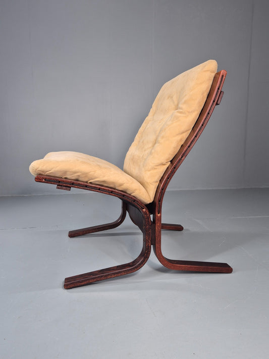 Vintage Mid Century Lounge Chair Faux Suede Upholstery REtro 1970s EB11299 MBEN1