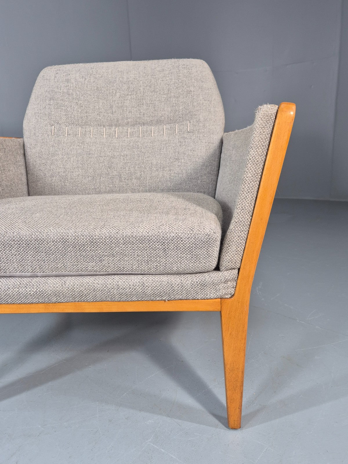 Vintage MIdcentury Lounge Chair 1950s Sweden Retro Grey Wool Beech EB11095 MNOR15