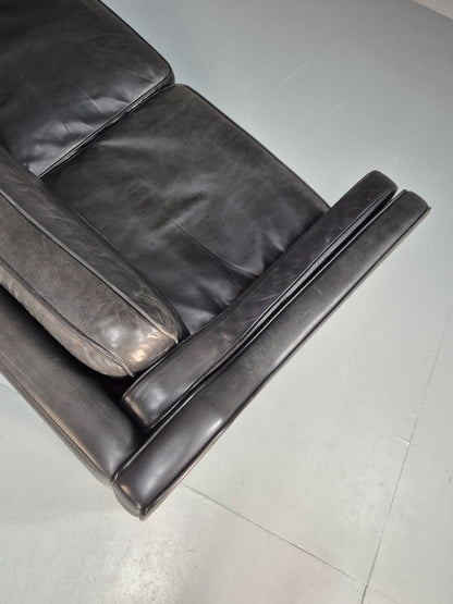 Vintage Stouby Eva Two Seater Sofa Black Leather Mogensen 1980 EB10111 M2SS13