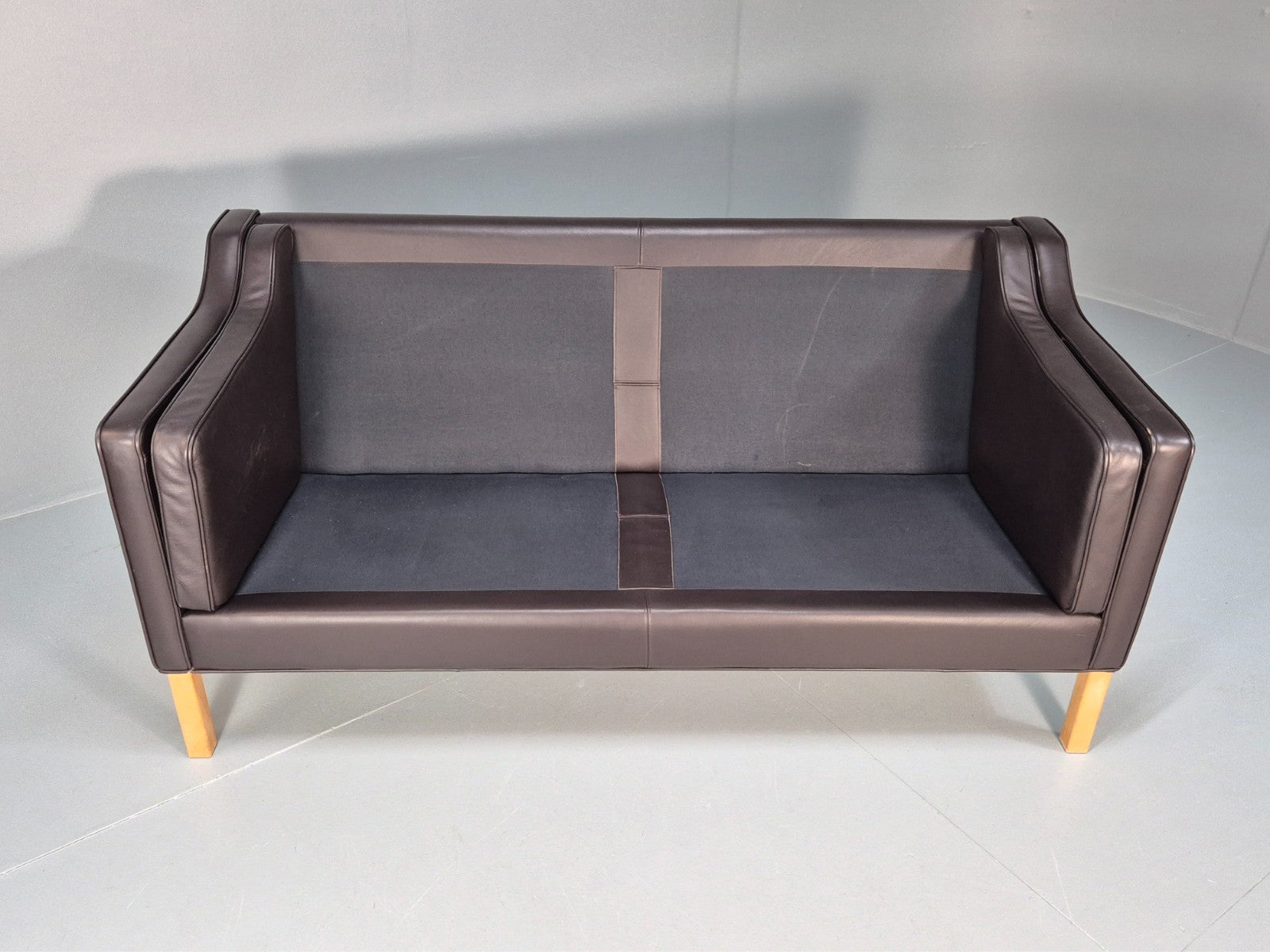 Mid Century Two Seater Sofa Danish Brown Leather Mogensen Vintage  EB10107 M2SS7