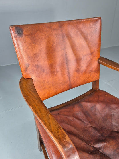 Danish Desk Chair 1930s Vintage Leather and Teak Kaare Klint Style EB10769 VLEA5