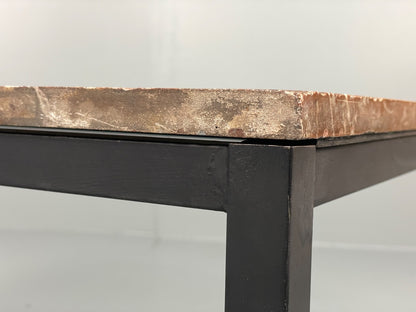 Vintage Marble Coffee Table Black Steel Frame Magazine Rack  1980s EB11047 MWOO9