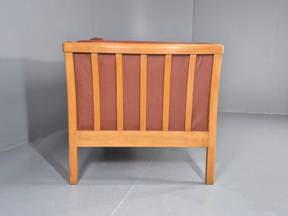 Vintage Stouby 2 Seat Sofa Reddy Brown Leather Beech Ends Retro EB10509 M2SS15