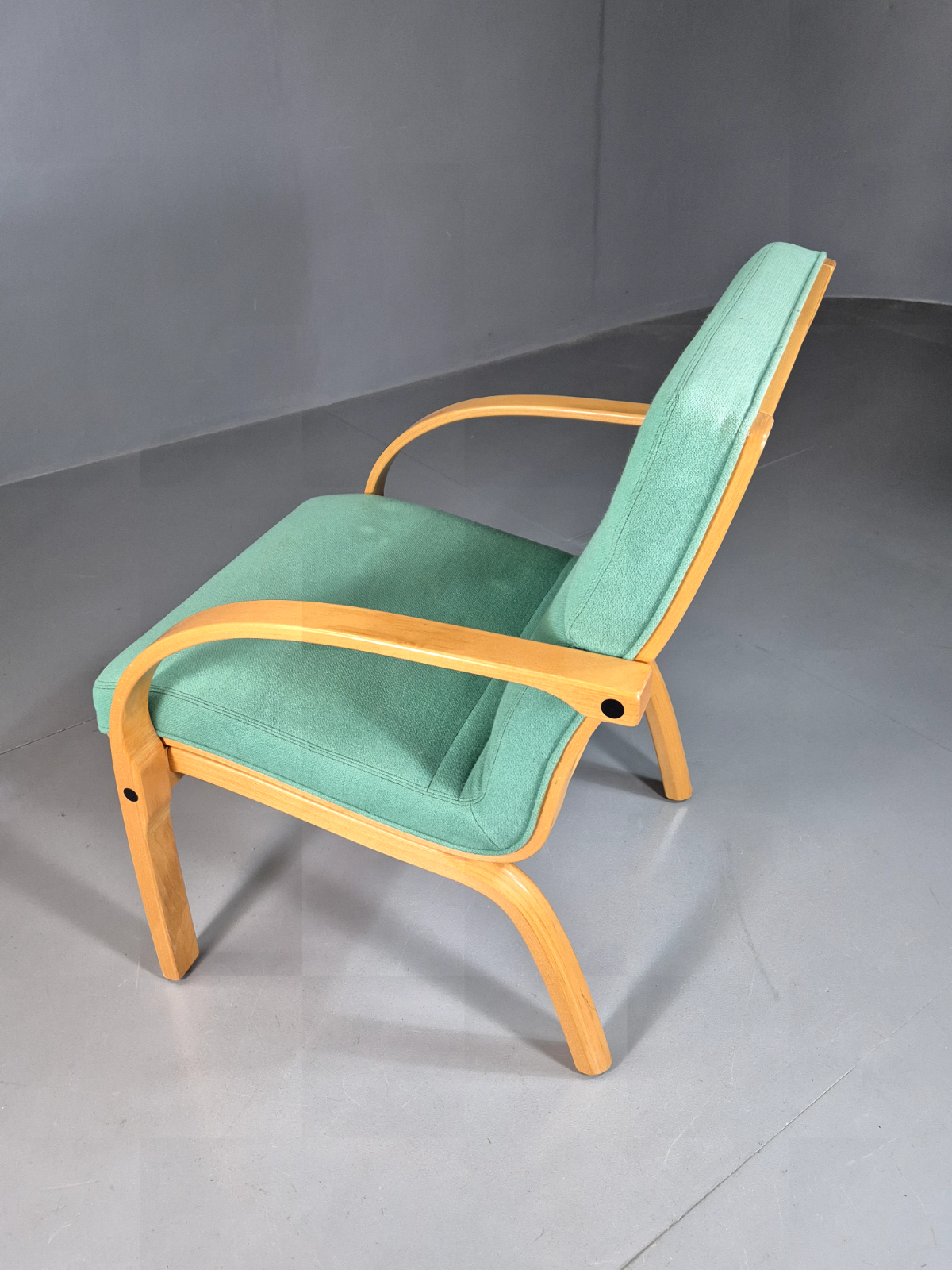 Vintage Danish Lounge Chair Mint Wool Bentwood 1980s Retro EB7217 MBEN - UKDK FURNITURE